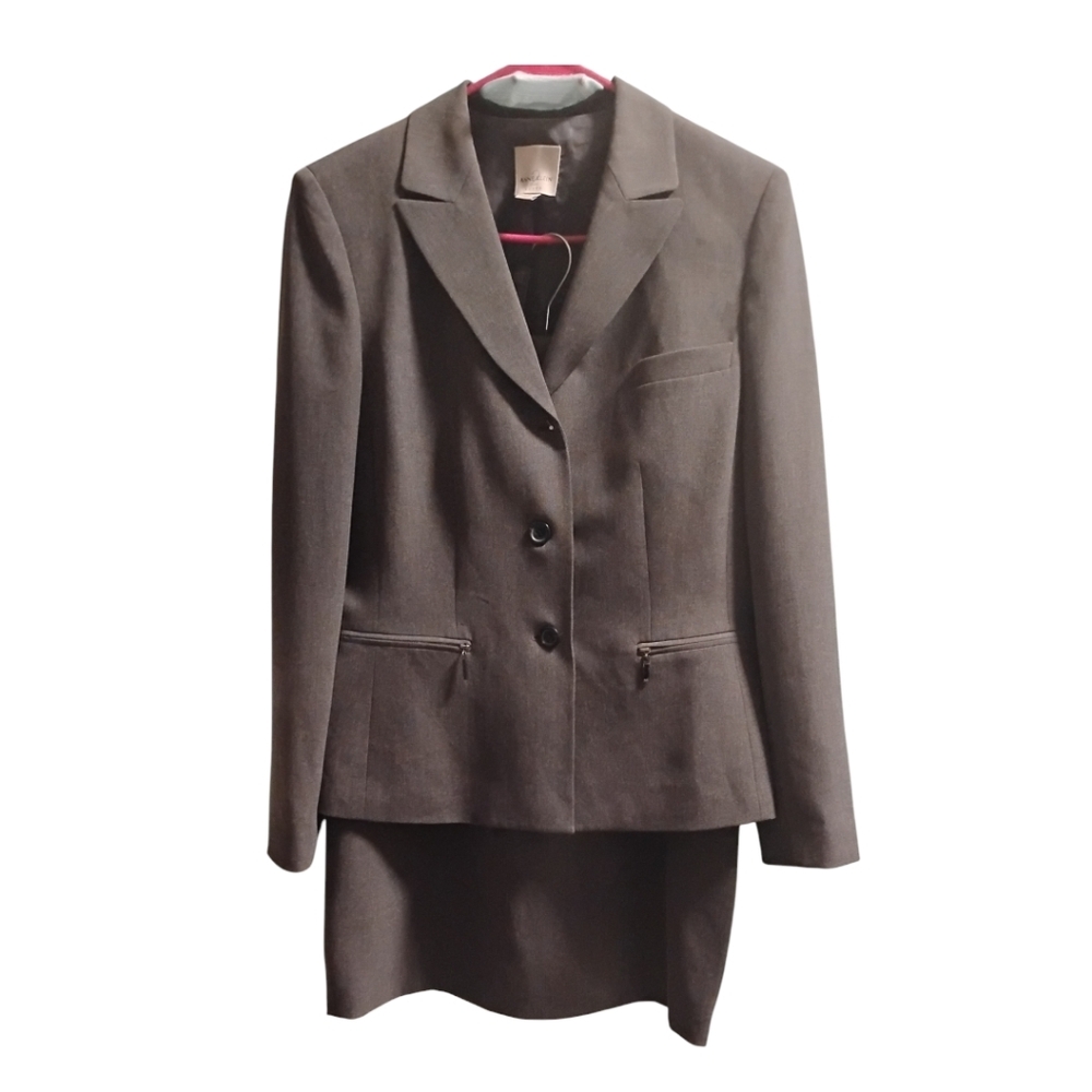 Anne Klein Gray Tailored Blazer & Skirt set Professional Design